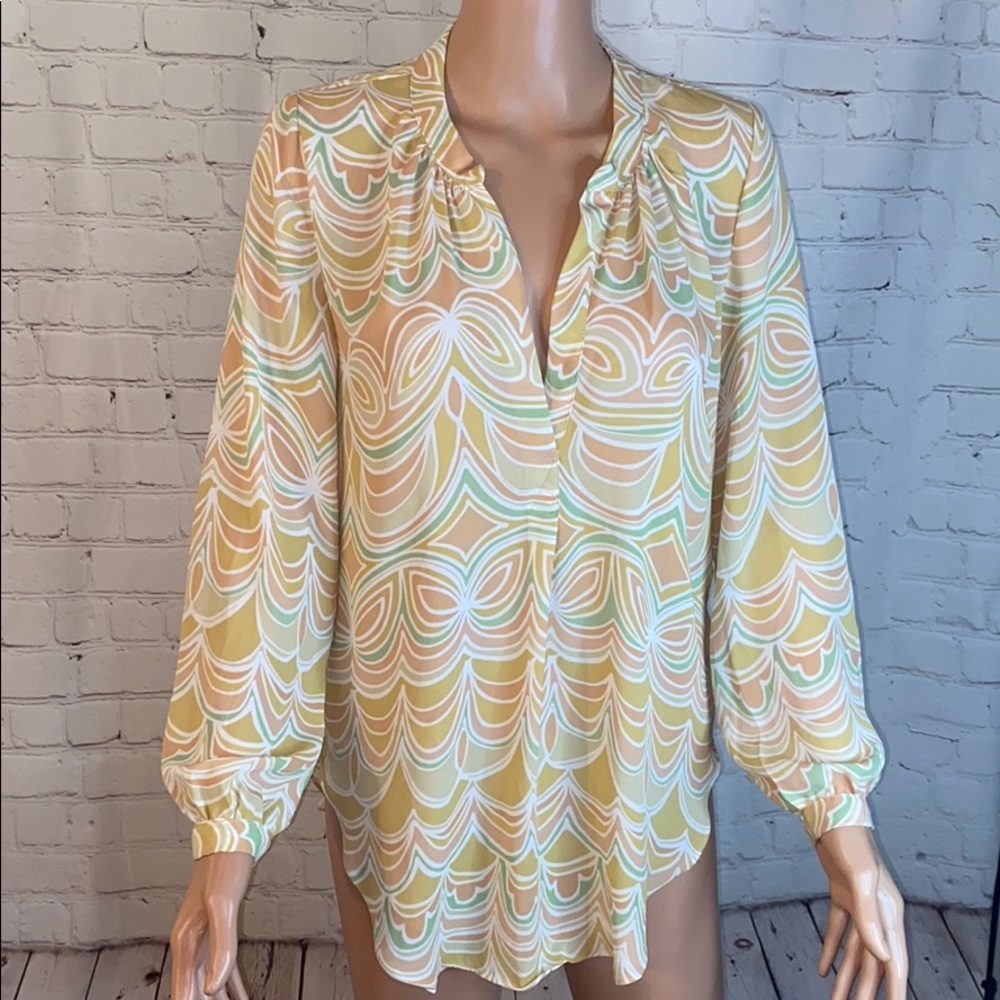 Olivaceous gorgeous pastel pattern colored blouse boho abstract size small